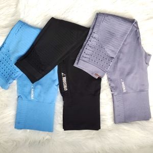 3 Bundle Gymshark Leggings XS. Gray, Blue Light and Black